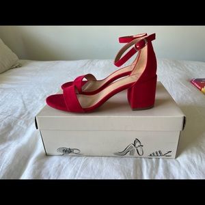 Red Heeled Suede Sandals Size 6